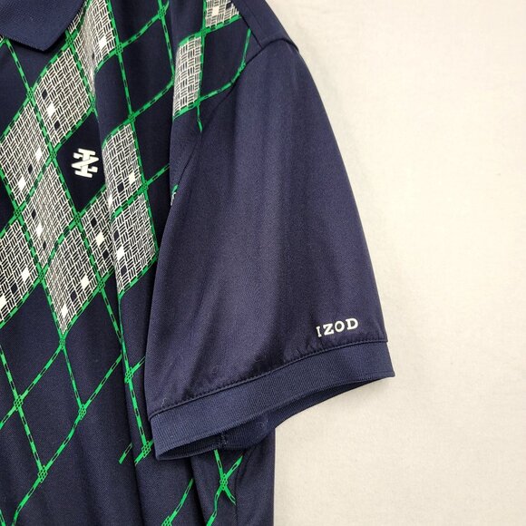 Izod Golf Mens XL Polo Shirt Argyle Pattern Navy Blue Green Country Club - Picture 4 of 9
